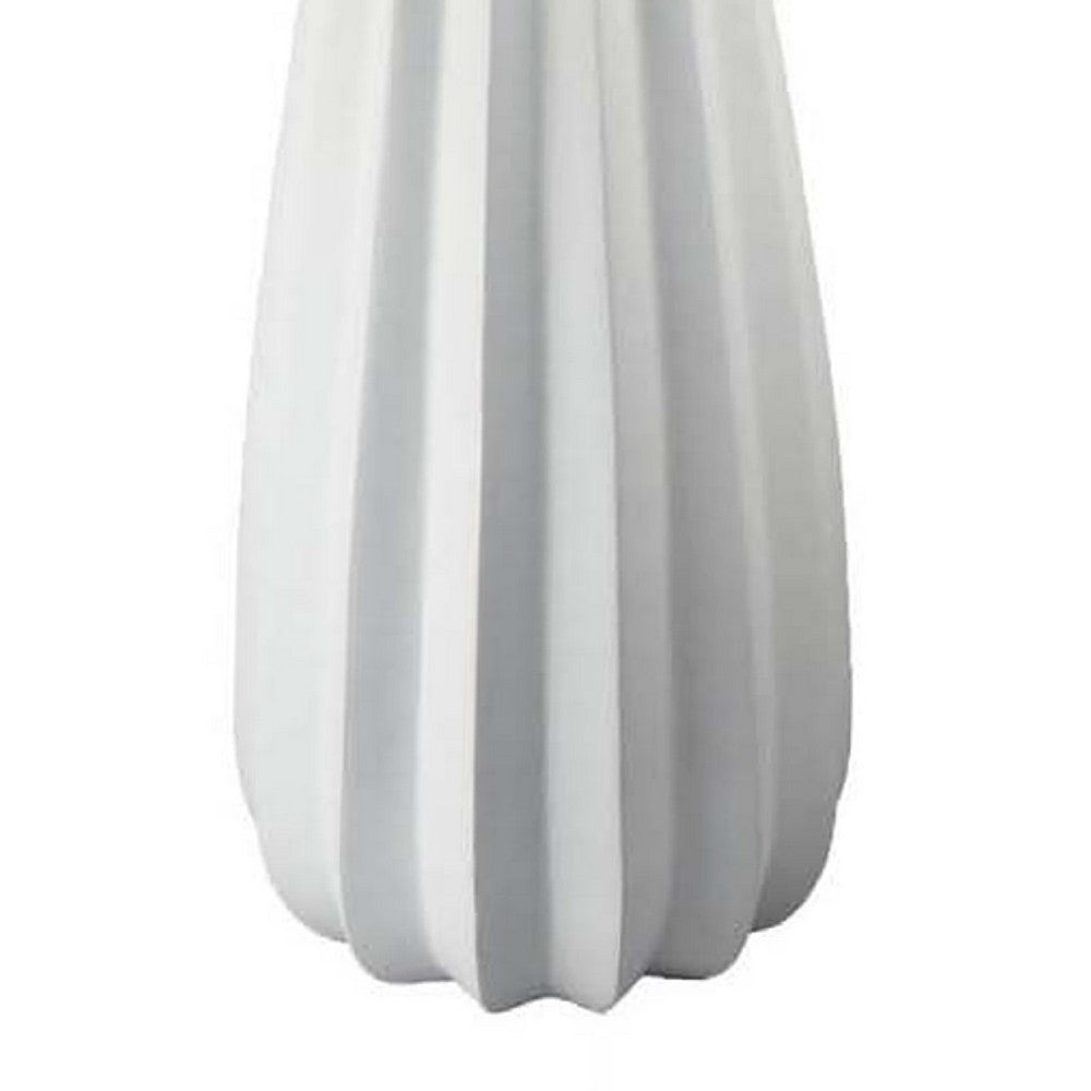 Samo Decorative Vase, Textured Body Bulb Accent, 33 Inch White Resin -BM334891