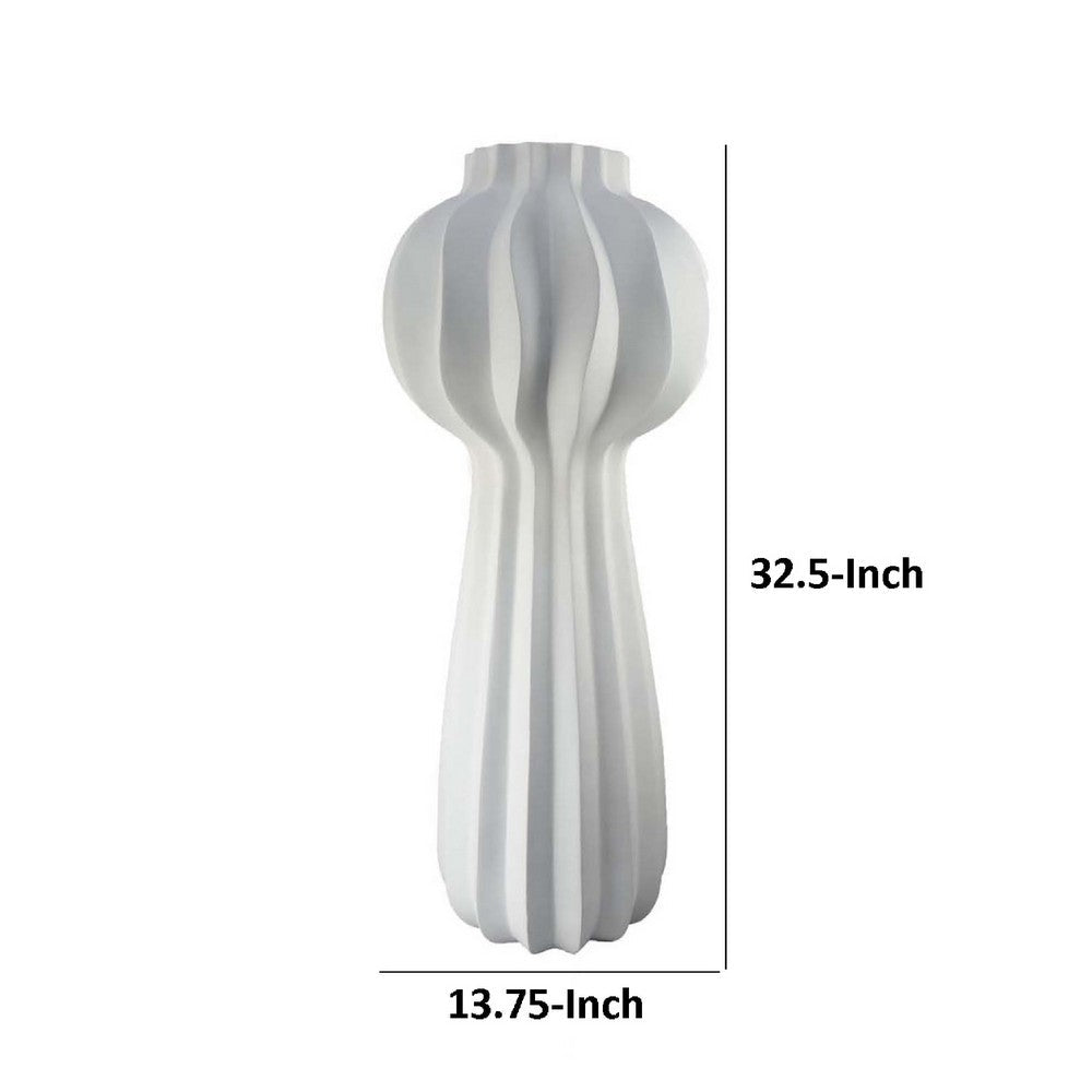 Samo Decorative Vase, Textured Body Bulb Accent, 33 Inch White Resin -BM334891