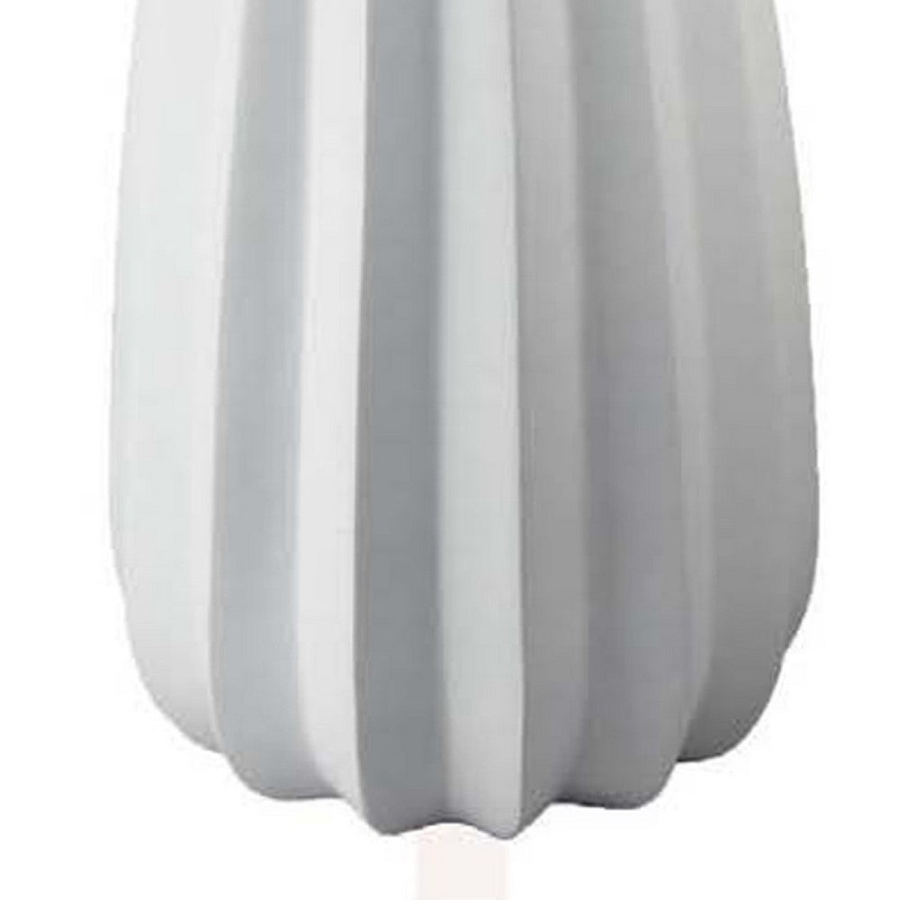 Samo Decorative Vase, Textured Body w Bulb Top, 37 Inch White Resin -BM334892