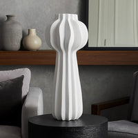 Samo Decorative Vase, Textured Body w Bulb Top, 37 Inch White Resin -BM334892