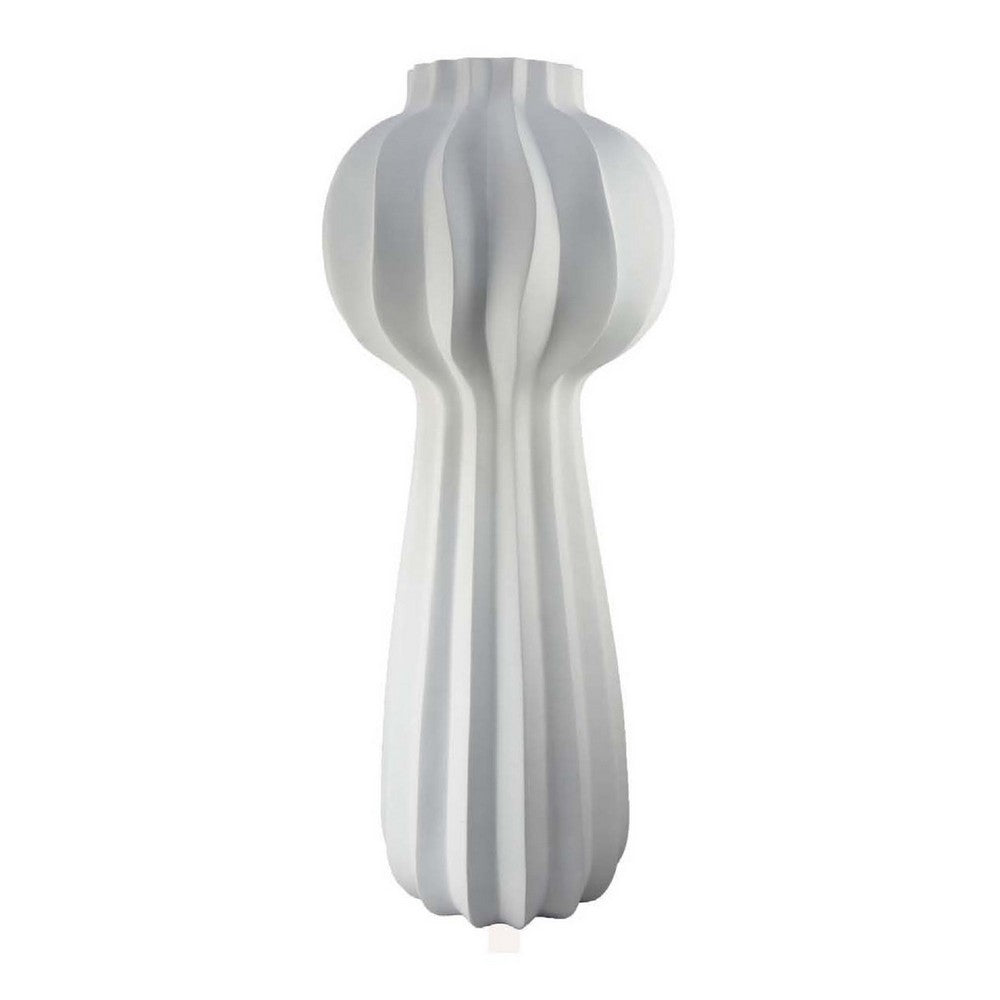 Samo Decorative Vase, Textured Body w Bulb Top, 37 Inch White Resin -BM334892