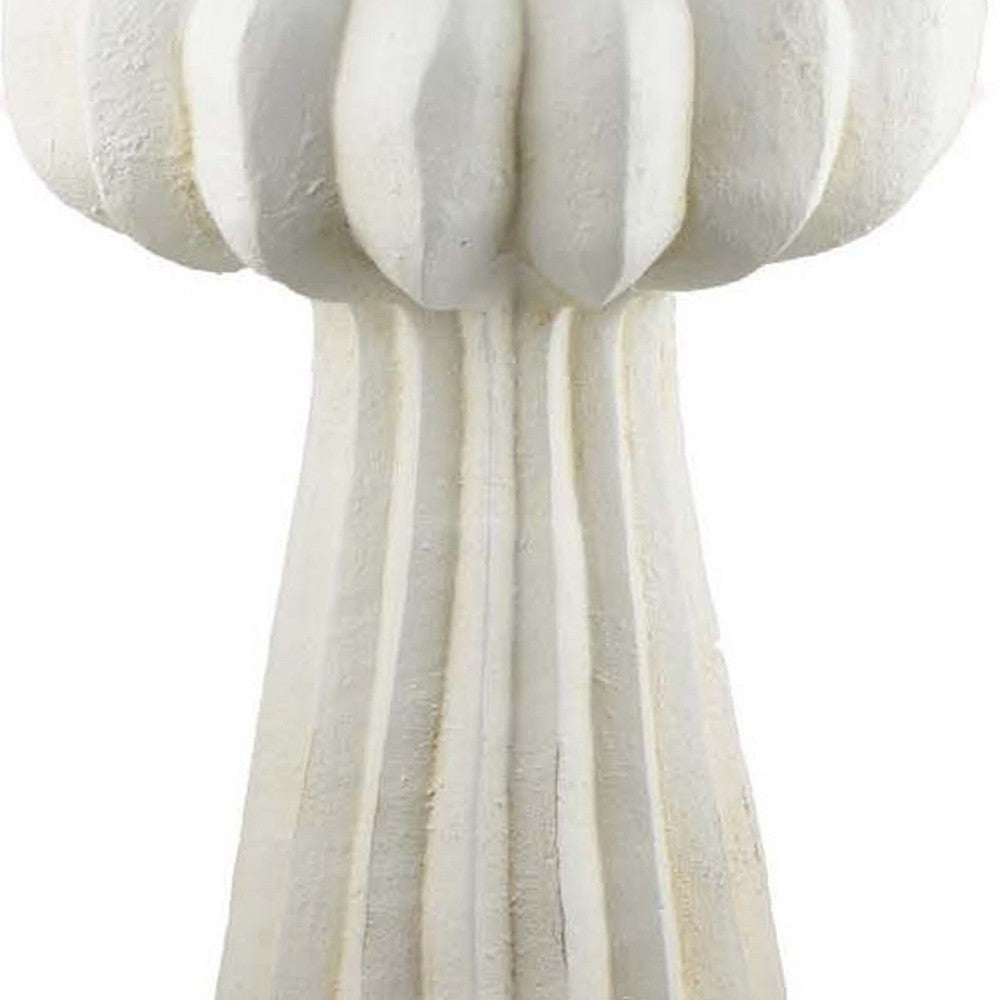 Samo Decorative Vase, Textured Body, Bulb Accent, 18 Inch White Resin -BM334893