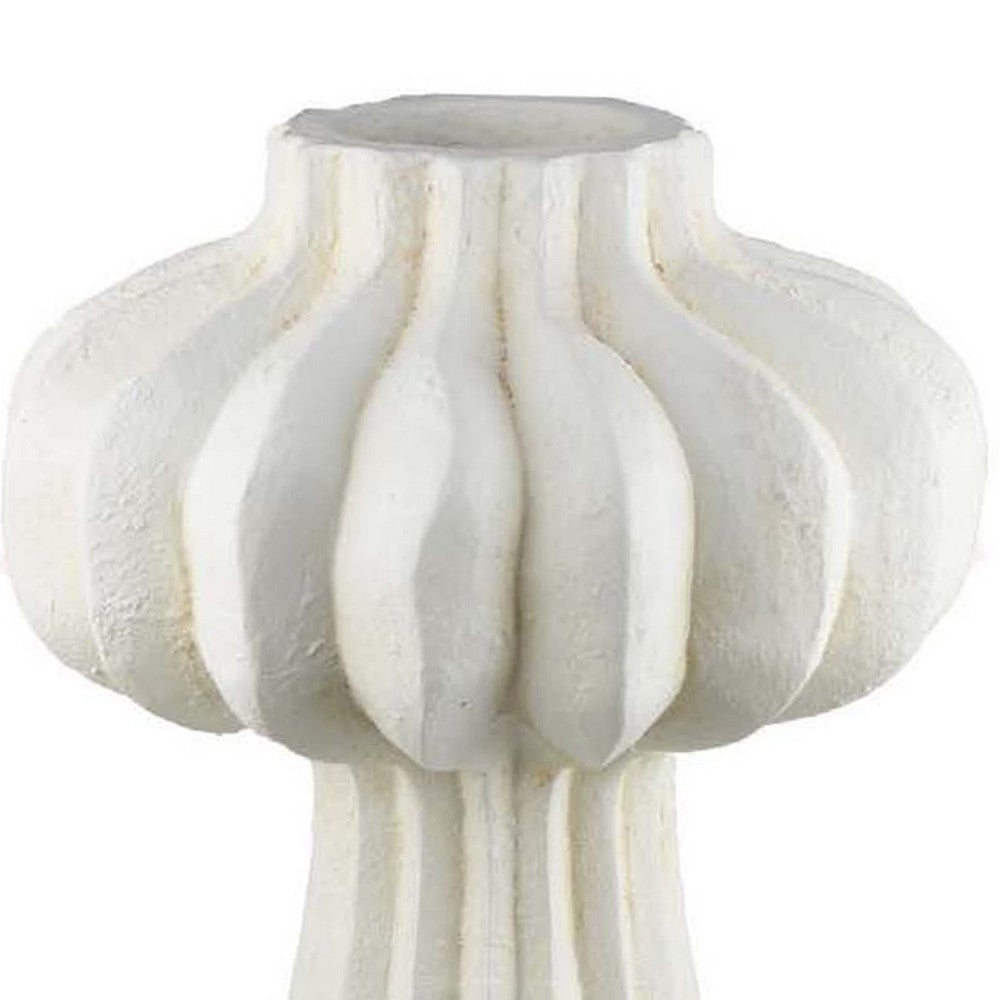 Samo Decorative Vase, Textured Body, Bulb Accent, 18 Inch White Resin -BM334893