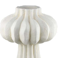 Samo Decorative Vase, Textured Body, Bulb Accent, 18 Inch White Resin -BM334893