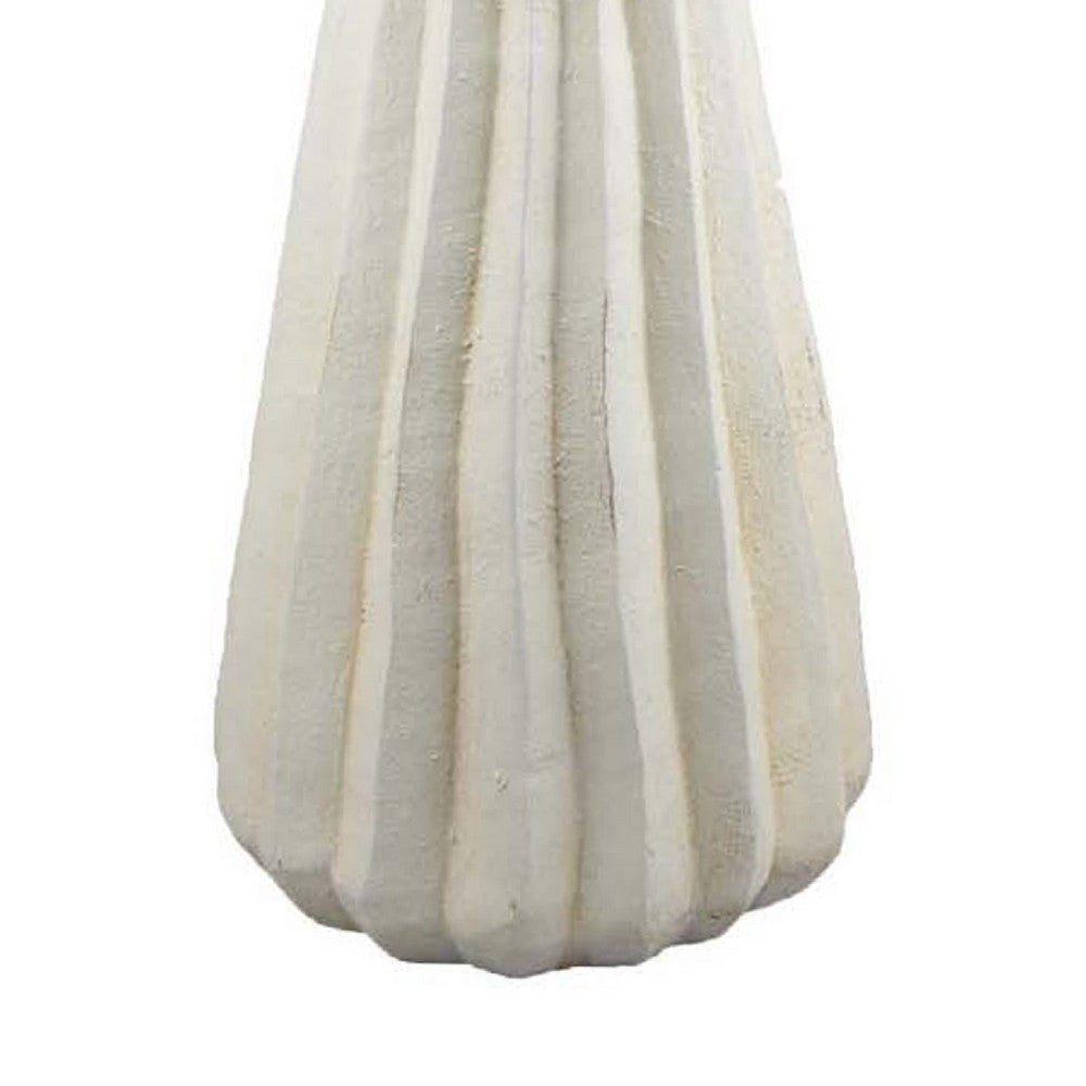 Samo Decorative Vase, Textured Body, Bulb Accent, 18 Inch White Resin -BM334893