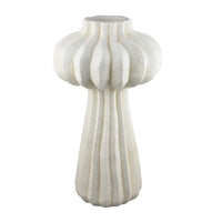 Samo Decorative Vase, Textured Body, Bulb Accent, 18 Inch White Resin -BM334893