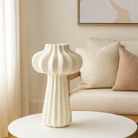 Samo Decorative Vase, Textured Body, Bulb Accent, 18 Inch White Resin -BM334893