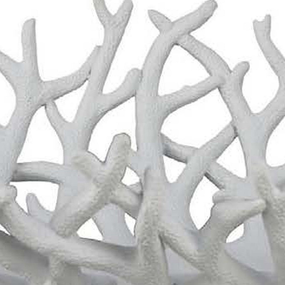Decorative Plate, 22 Inch Open Coral Design, White Resin Body -BM334895