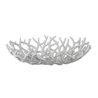 Decorative Plate, 22 Inch Open Coral Design, White Resin Body -BM334895