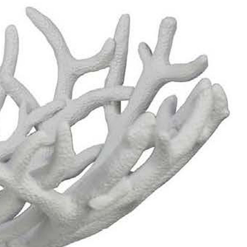 Decorative Plate, 22 Inch Open Coral Design, White Resin Body -BM334895
