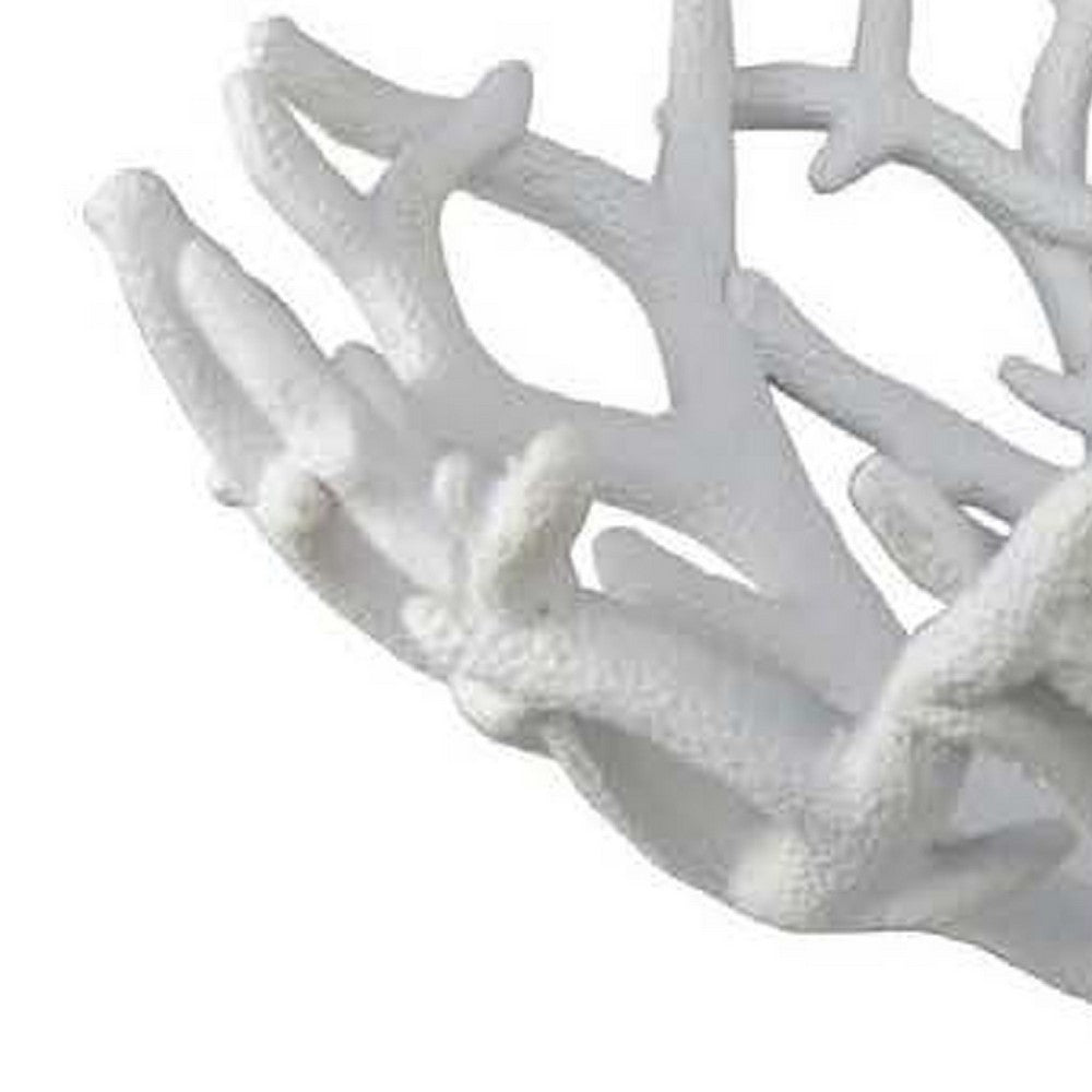 Decorative Plate, 22 Inch Open Coral Design, White Resin Body -BM334895