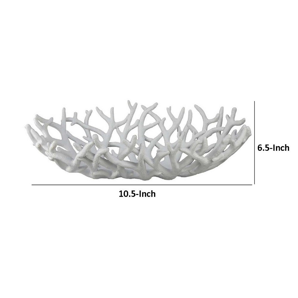 Decorative Plate, 22 Inch Open Coral Design, White Resin Body -BM334895