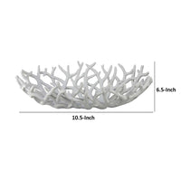 Decorative Plate, 22 Inch Open Coral Design, White Resin Body -BM334895