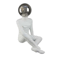 Accent Decor Statuette, 14 Inch White Resin Body, Sitting Astronaut -BM334896