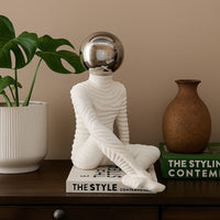 Accent Decor Statuette, 14 Inch White Resin Body, Sitting Astronaut -BM334896