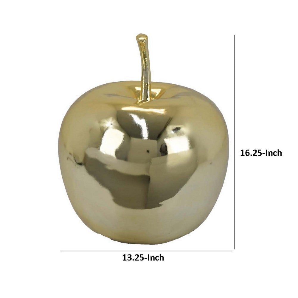 Masu Tabletop Accent Decor, 16 Inch Apple Design, Gold Resin Body -BM334897