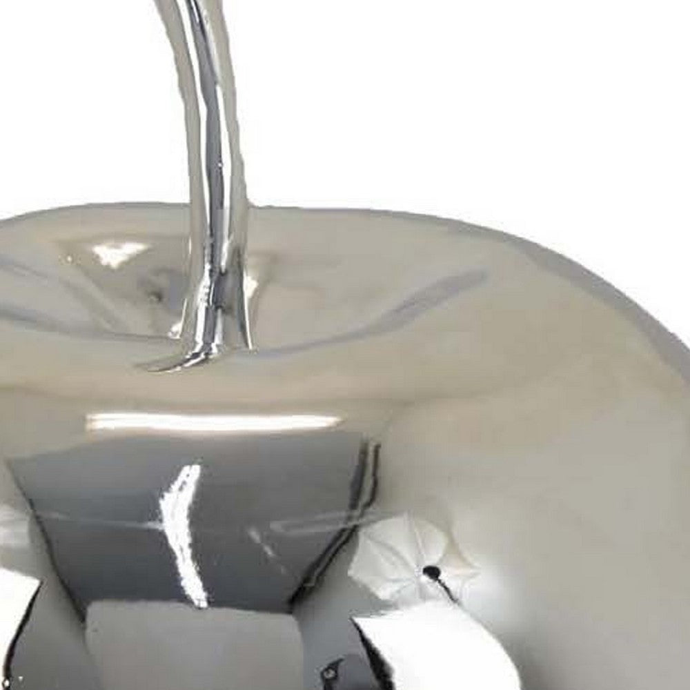 Masu Tabletop Accent Decor, 16 Inch Apple Design, Silver Resin Body -BM334898