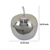 Masu Tabletop Accent Decor, 16 Inch Apple Design, Silver Resin Body -BM334898