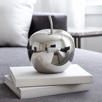 Masu Tabletop Accent Decor, 16 Inch Apple Design, Silver Resin Body -BM334898