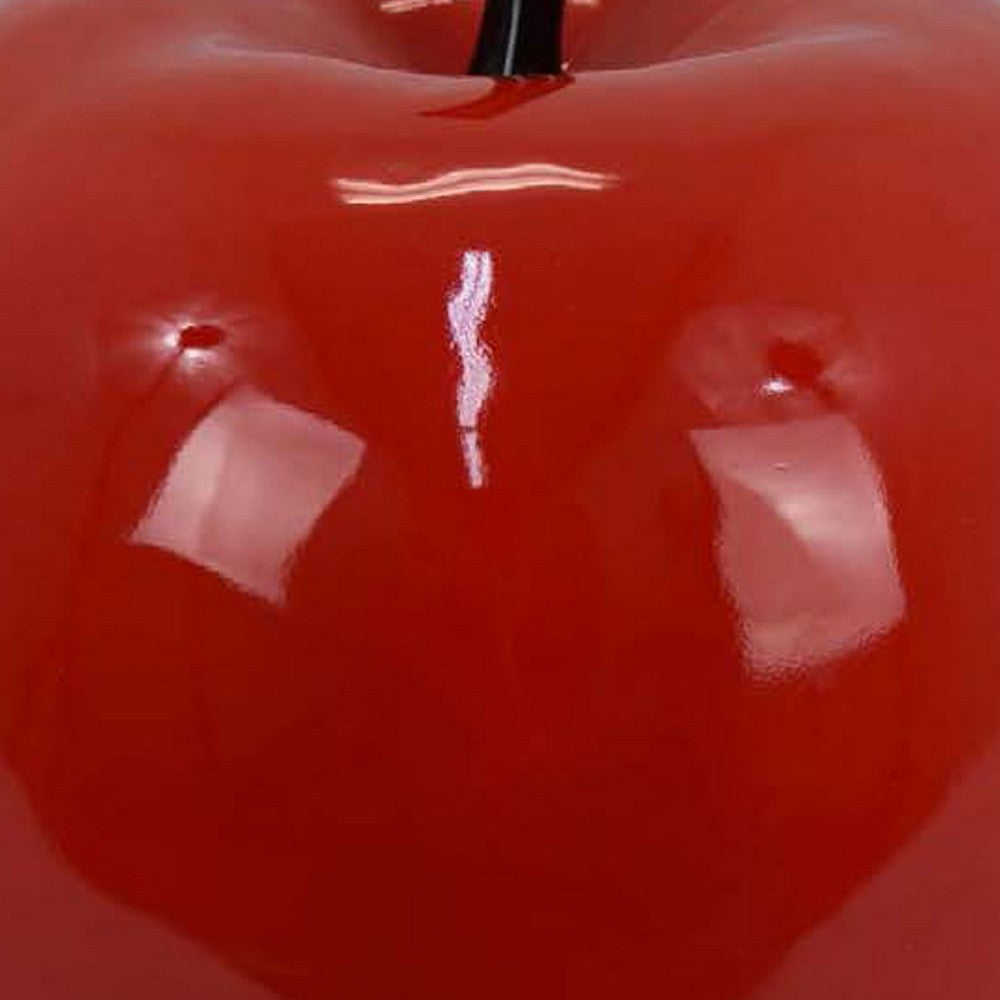 Masu Tabletop Accent Decor, 16 Inch Apple Design Glossy Red Resin Body -BM334899