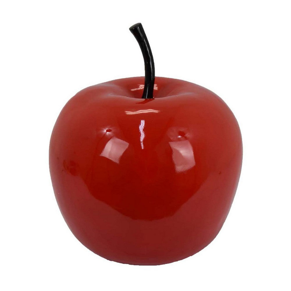Masu Tabletop Accent Decor, 16 Inch Apple Design Glossy Red Resin Body -BM334899