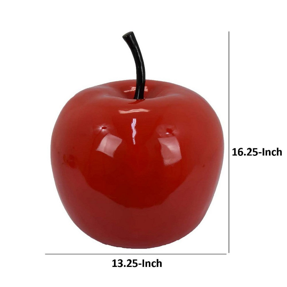 Masu Tabletop Accent Decor, 16 Inch Apple Design Glossy Red Resin Body -BM334899