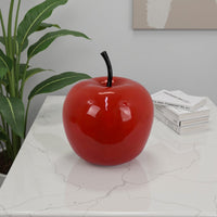 Masu Tabletop Accent Decor, 16 Inch Apple Design Glossy Red Resin Body -BM334899