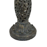 Niam Bird Bath Sculpture, 26 Inch Dark Gray Resin, Scrolled Details -BM334901