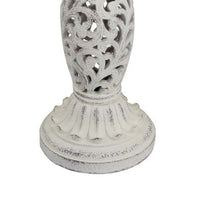 Niam Bird Bath Sculpture, 26 Inch Weathered White Scrolled Resin -BM334903