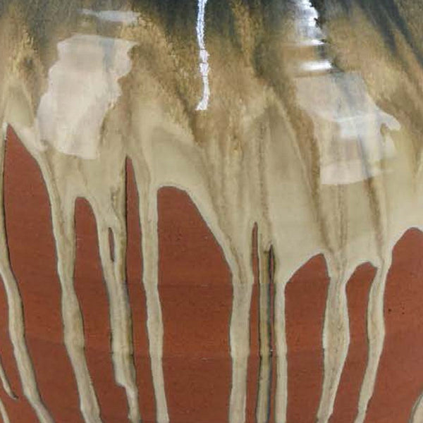 Hino Decorative Vase, Dripping Paint Texture, 13 Inch Brown Ceramic -BM334904