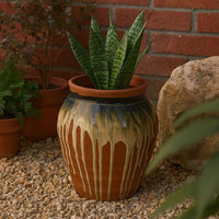 Hino Decorative Vase, Dripping Paint Texture, 13 Inch Brown Ceramic -BM334904