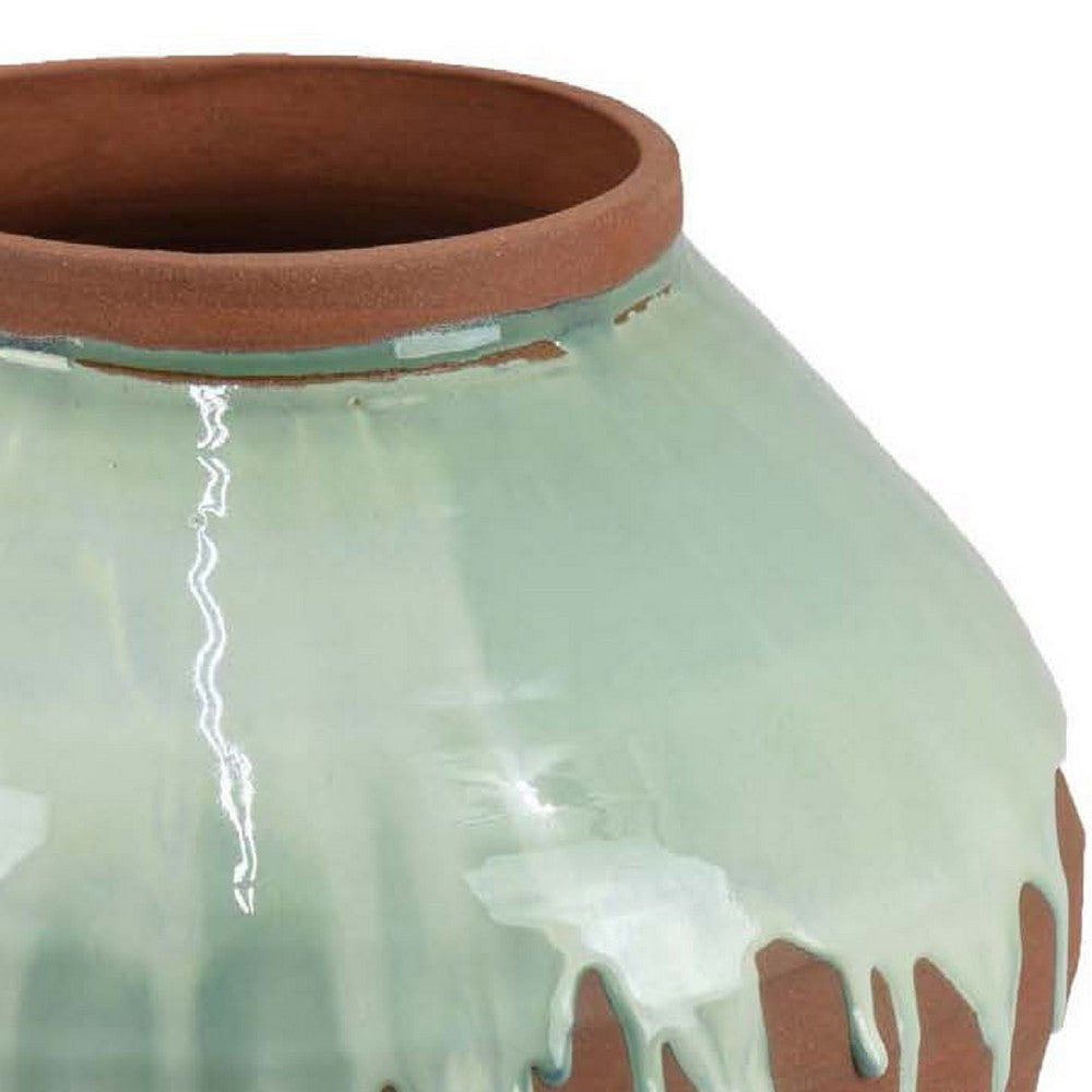 Hino Decorative Vase, 13 Inch Dripping Paint Texture, Brown Ceramic -BM334905