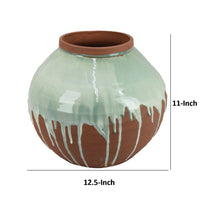 Hino Decorative Vase, 13 Inch Dripping Paint Texture, Brown Ceramic -BM334905
