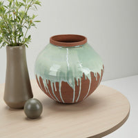 Hino Decorative Vase, 13 Inch Dripping Paint Texture, Brown Ceramic -BM334905
