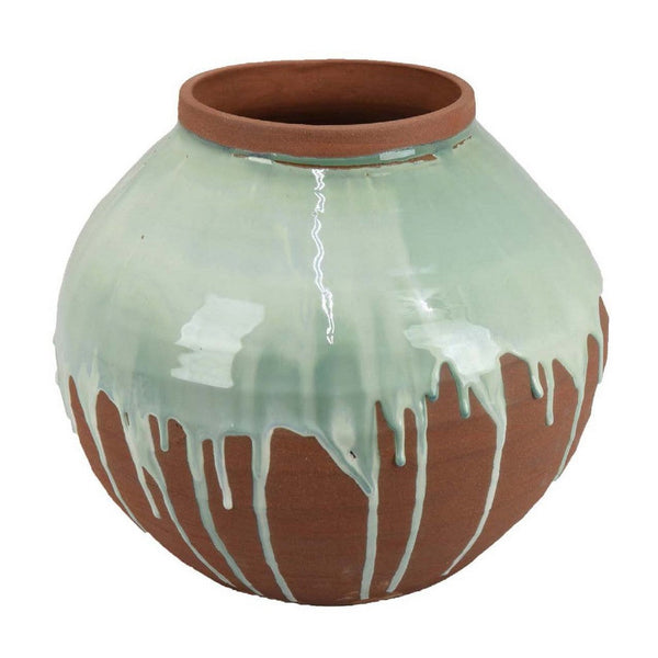 Hino Decorative Vase, 13 Inch Dripping Paint Texture, Brown Ceramic -BM334905