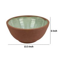 Hino Decorative Bowl, 14 Inch Dripping Paint Texture, Brown Ceramic -BM334906