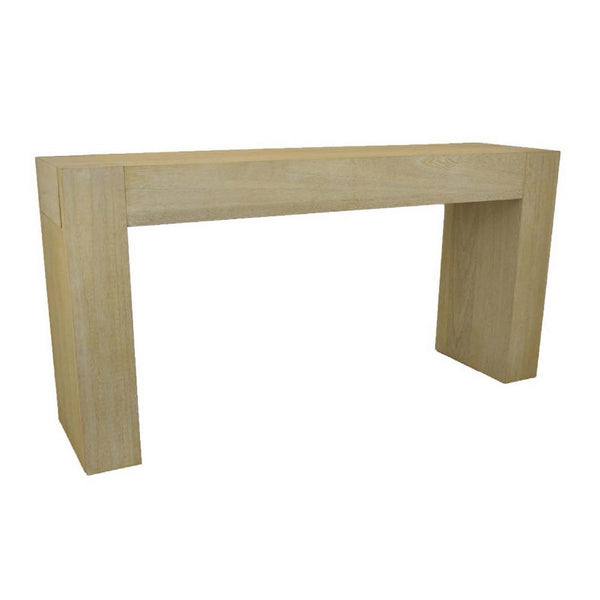 Console Table, Tall C Shaped Design, 63 Inch Light Brown Wood Body -BM334909