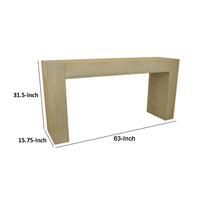 Console Table, Tall C Shaped Design, 63 Inch Light Brown Wood Body -BM334909