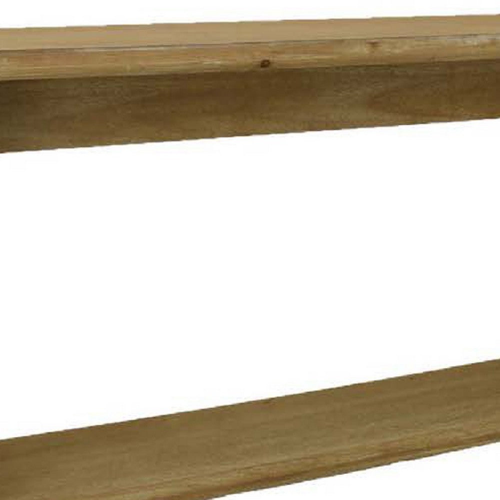 Console Table, Long Rectangular Top, 1 Shelf, 71 Inch Light Brown Wood -BM334910
