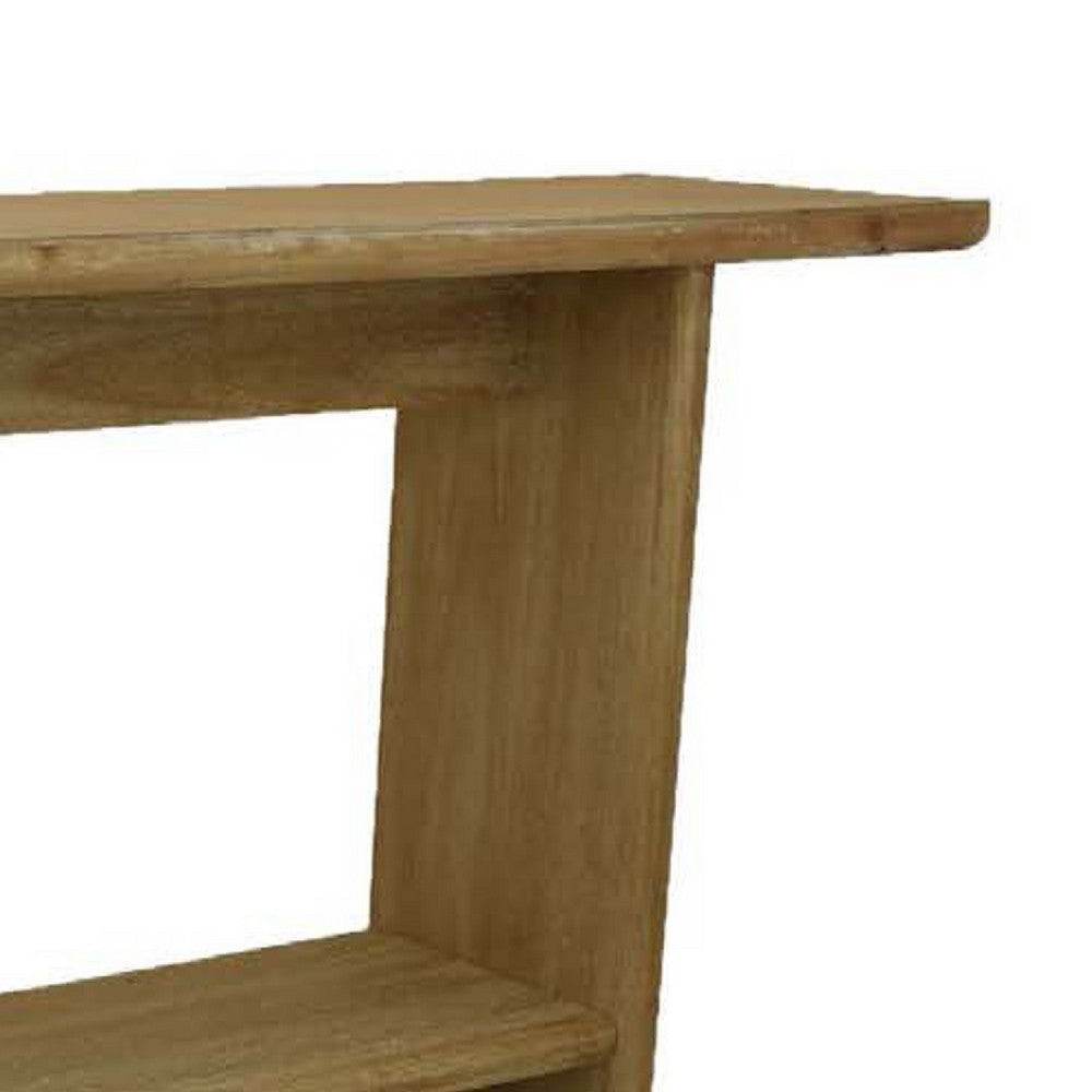 Console Table, Long Rectangular Top, 1 Shelf, 71 Inch Light Brown Wood -BM334910
