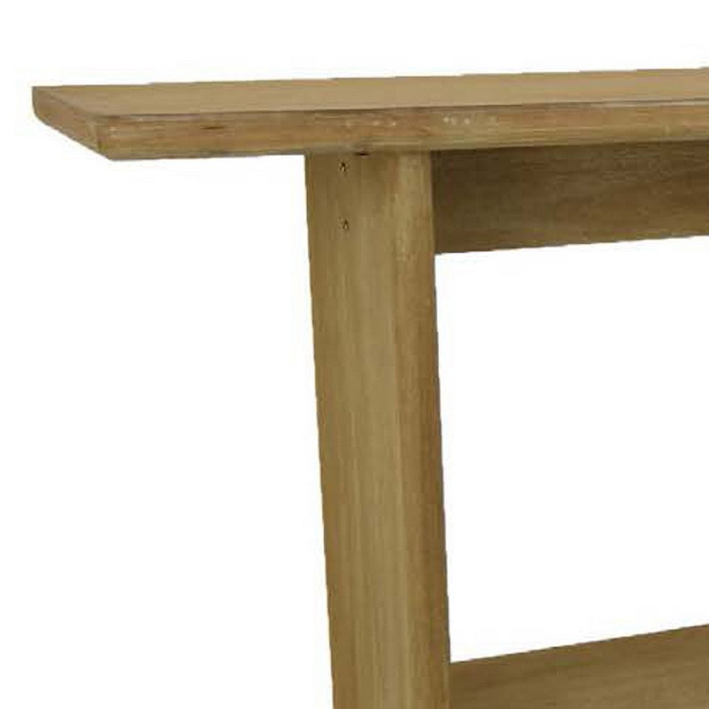 Console Table, Long Rectangular Top, 1 Shelf, 71 Inch Light Brown Wood -BM334910