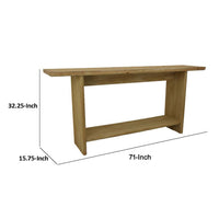 Console Table, Long Rectangular Top, 1 Shelf, 71 Inch Light Brown Wood -BM334910
