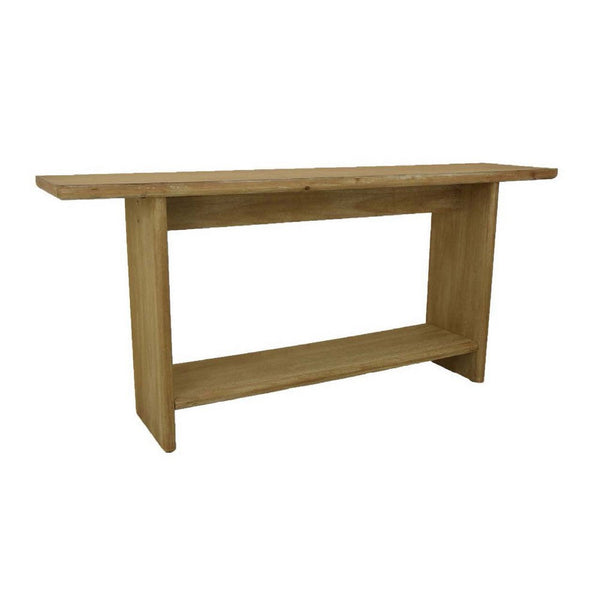 Console Table, Long Rectangular Top, 1 Shelf, 71 Inch Light Brown Wood -BM334910