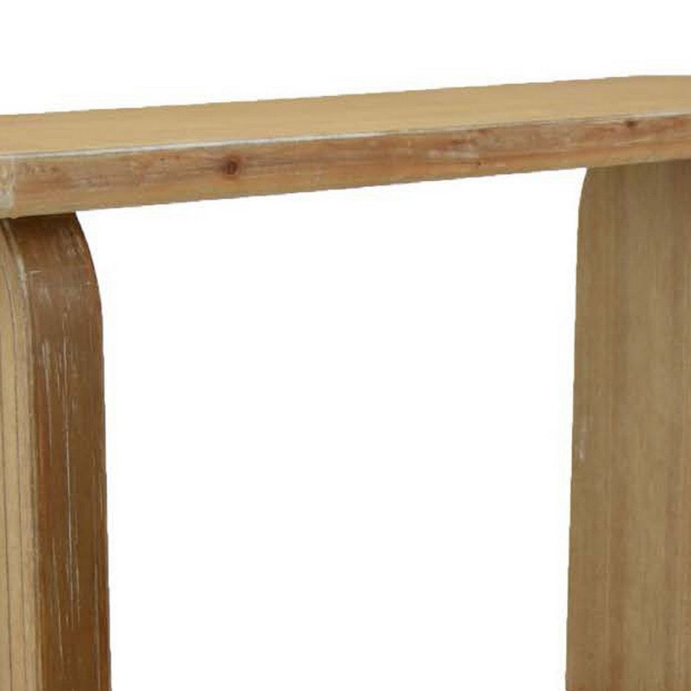 Console Table, Rounded Edge Top with Arch Legs, 55 Inch Brown Wood -BM334911