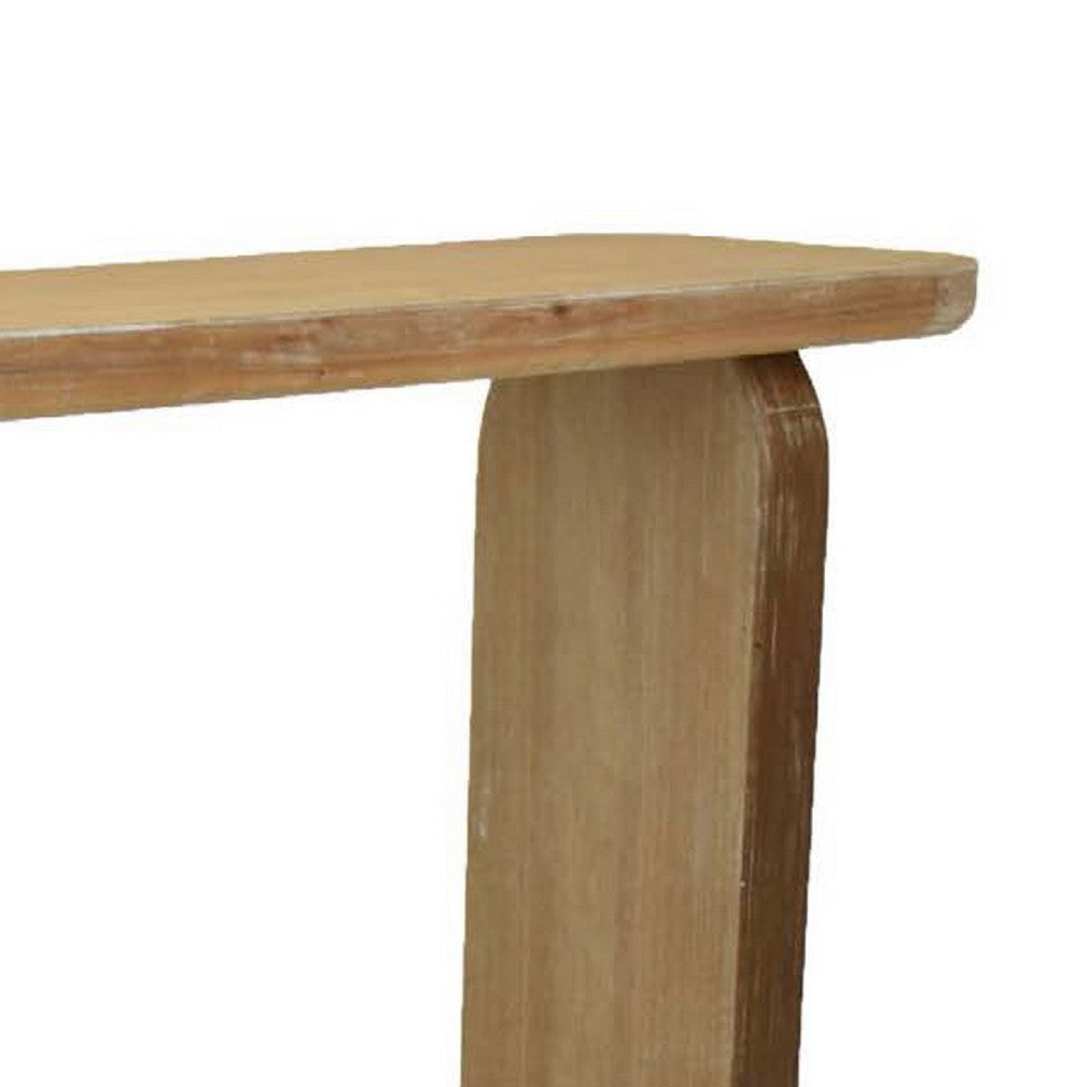Console Table, Rounded Edge Top with Arch Legs, 55 Inch Brown Wood -BM334911