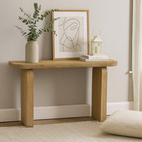 Console Table, Rounded Edge Top with Arch Legs, 55 Inch Brown Wood -BM334911