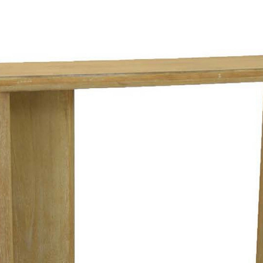 Console Table, Rounded Edge Top, Paneled Legs, XL 63 Inch Brown Wood -BM334912