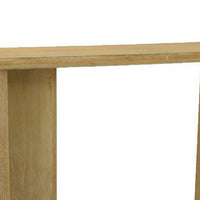 Console Table, Rounded Edge Top, Paneled Legs, XL 63 Inch Brown Wood -BM334912