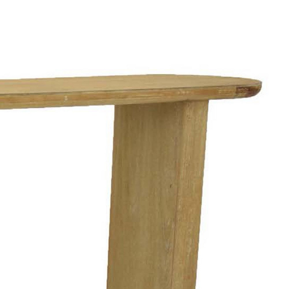 Console Table, Rounded Edge Top, Paneled Legs, XL 63 Inch Brown Wood -BM334912