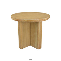 Round Side End Table, X Shaped Paneled Legs, 24 Inch Brown Wood -BM334913